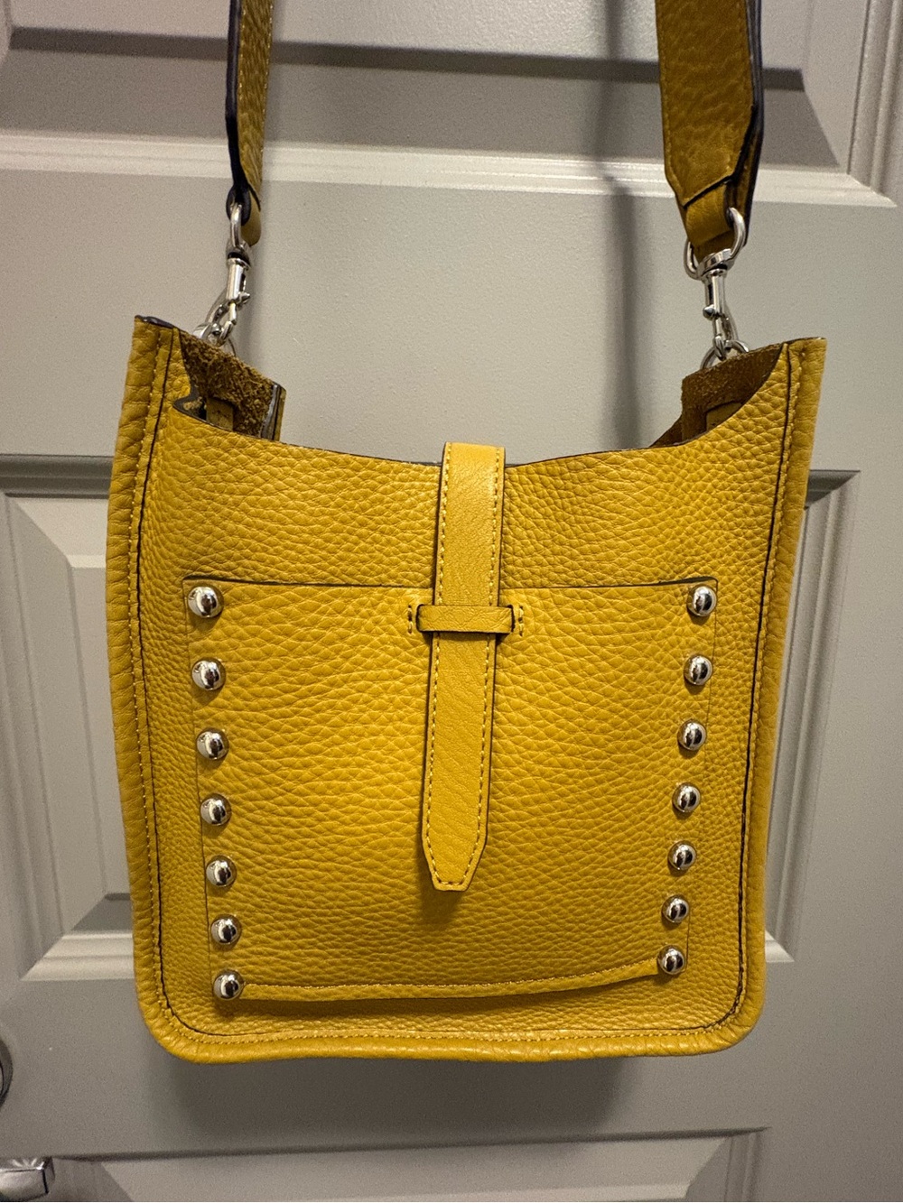 Rebecca Minkoff Yellow Studded Small Feed Crossbody Bag
